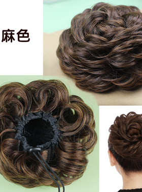 假发女真高温丝发圈盘发包卷发造型自然器百变蓬松绑带丸子头包邮