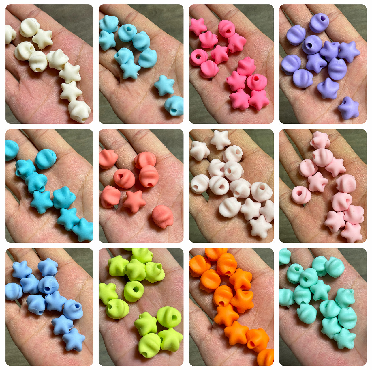 亚克力手感漆/高透胖星星百搭马卡龙通孔珠diy手机包链钥匙扣配饰