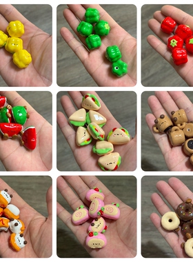 【手绘】重油JC面包捏圆饼卡皮爆米花kittyDIY手包链钥匙扣配饰