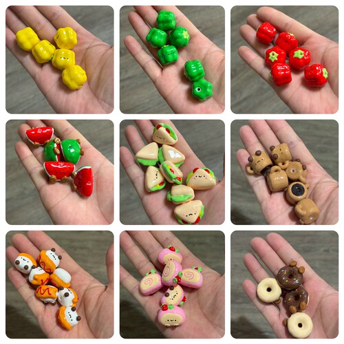 【手绘】重油JC面包捏圆饼卡皮爆米花kittyDIY手包链钥匙扣配饰