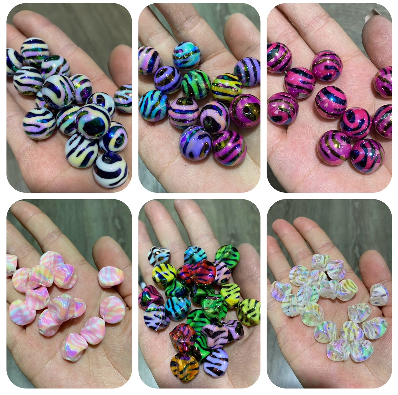 DIYk10-16斑马纹无花果圆珠双色手机包链钥匙扣亚克力流行配件