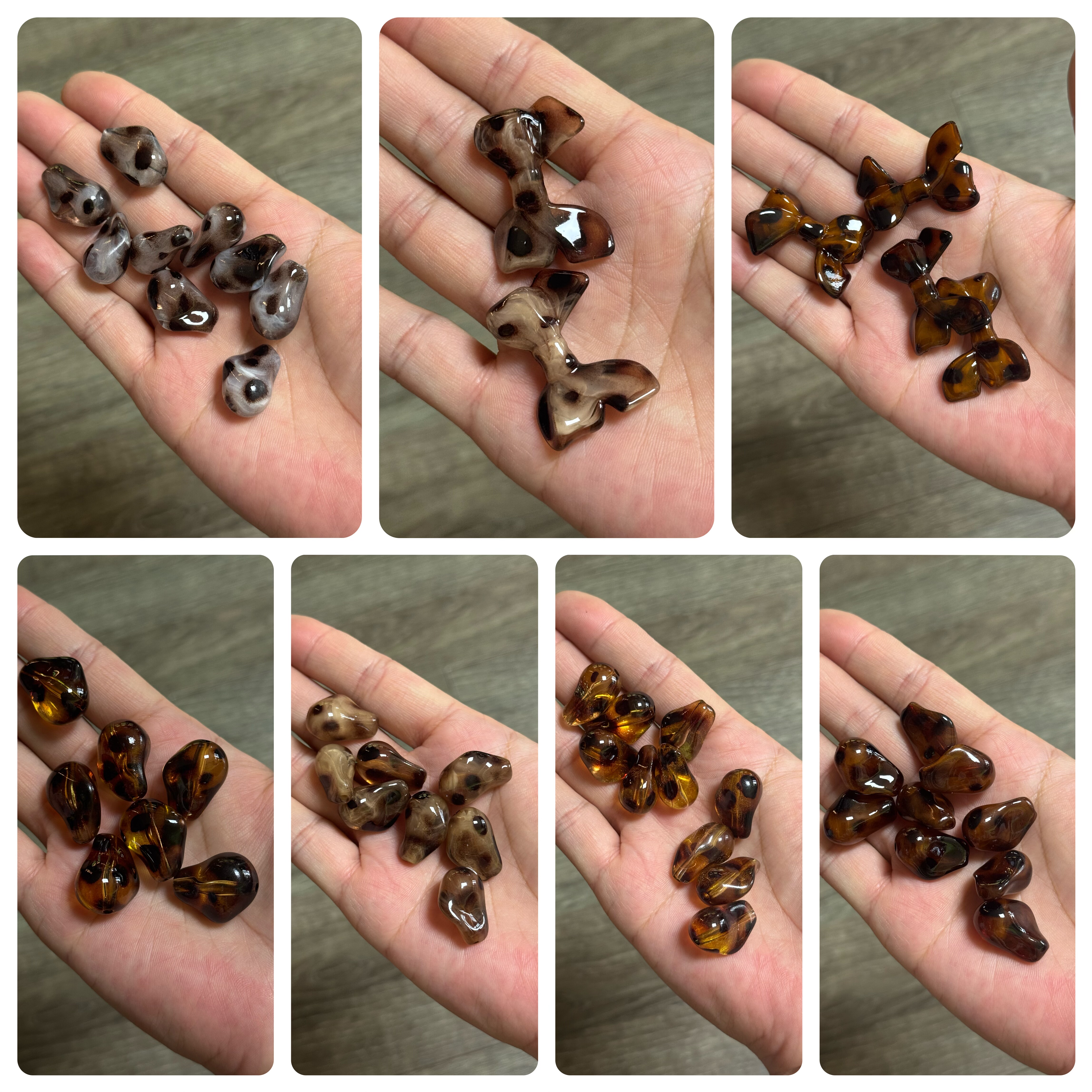 K20豹纹咖灰色系秋冬款圆珠通孔方块高亮百搭DIY手包链发钥匙配饰