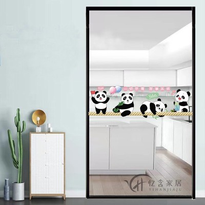 静电单门厨房玻璃门防撞贴画阳台窗花贴纸窗户厨房单移门可爱熊猫