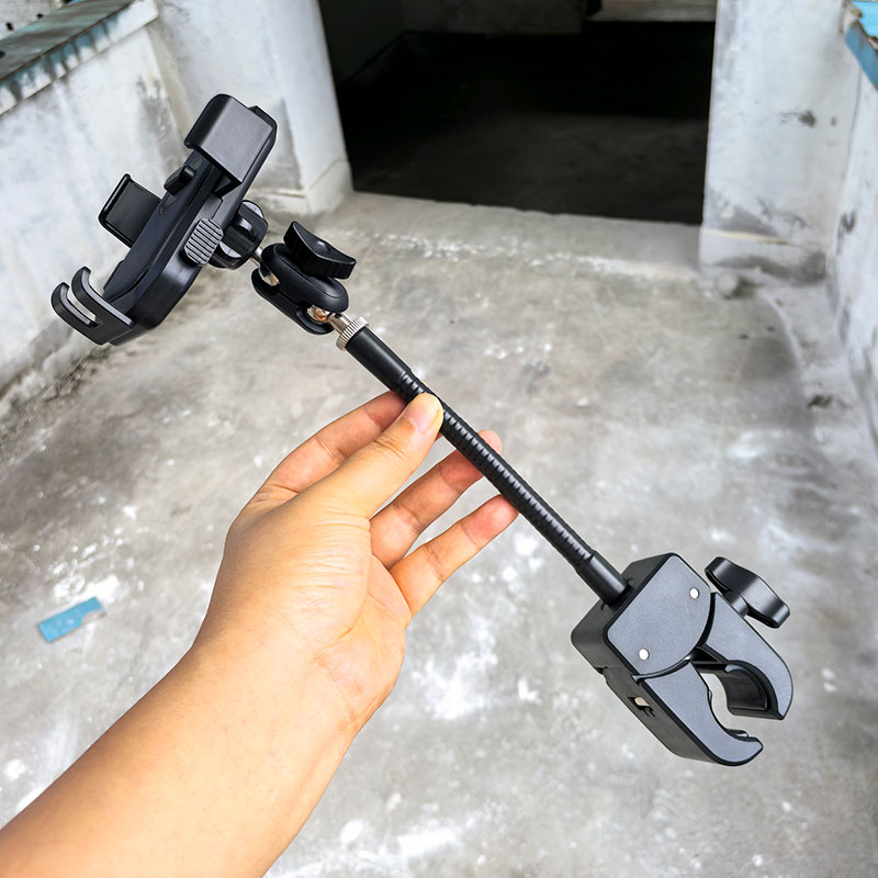 加厚钳夹户外直播软管钓鱼手机支架钓箱围栏固定器轮椅手机夹