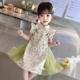 超仙时尚 女童中国风旗袍夏季 新品 洋气甜美可爱碎花拼接旗袍裙