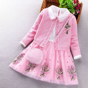 女童套装连衣裙两件套2023秋天新品女宝宝儿童长袖裙子公主风时髦