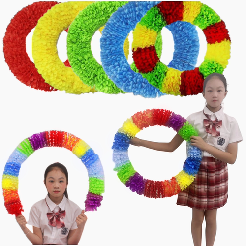 硬圈钢丝花环运动会花环入场开幕式手持道具幼儿园舞蹈器械操七彩