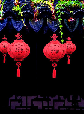 2026马年元旦商场店铺装饰挂件新年宫灯室内走廊吊顶福字红色灯笼