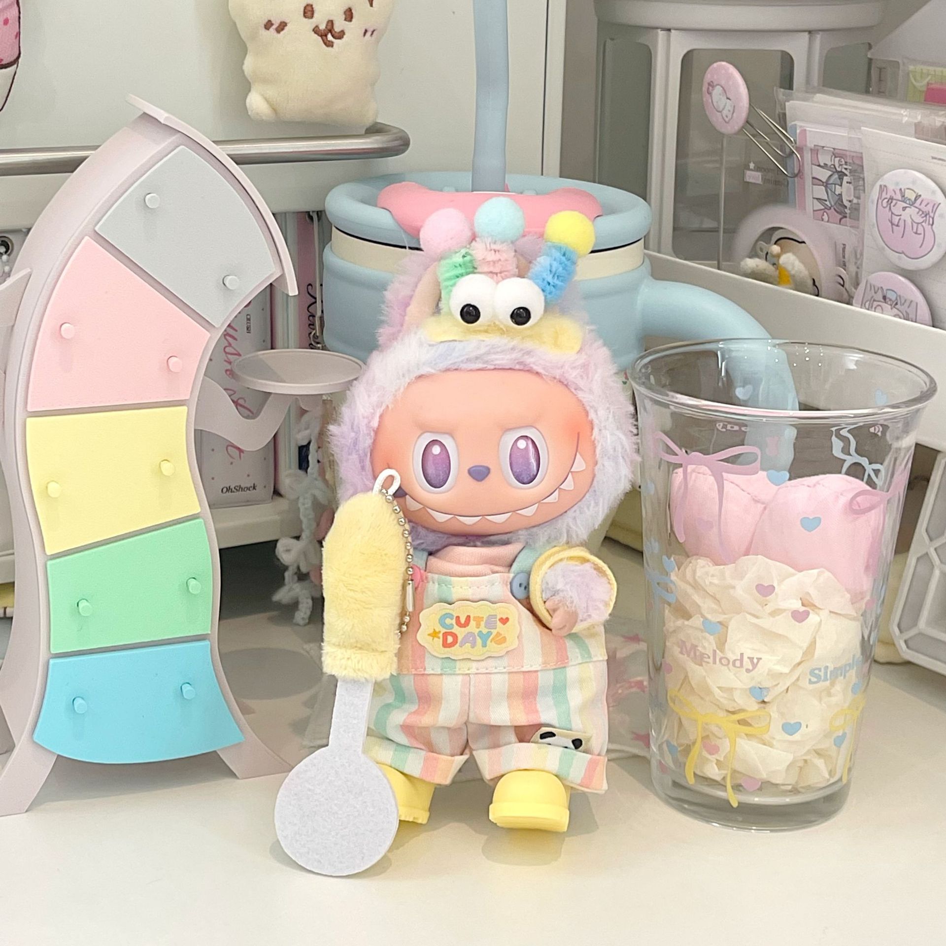 labubu一三代欧貂绒恐龙衣服套装10cm娃衣换装拉布布娃娃玩偶配饰