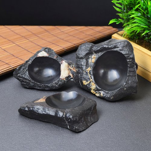 砚台天然原石墨汁墨海便携墨盒