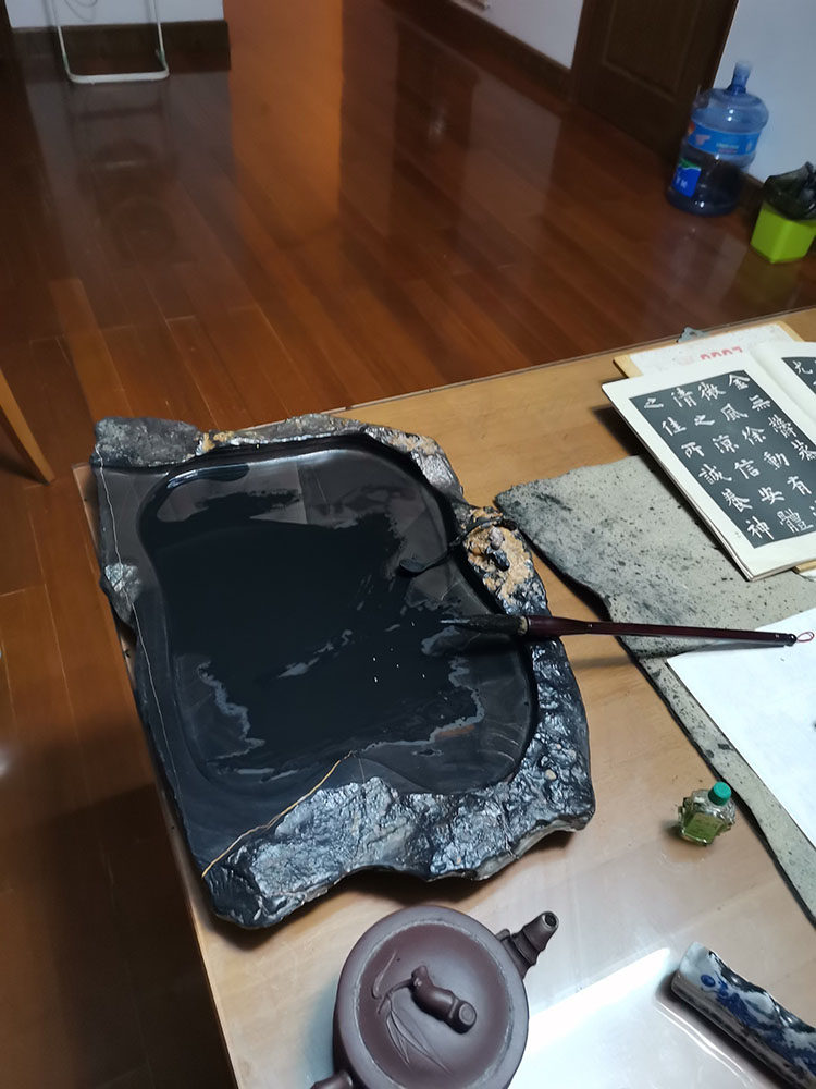 石韵书院天然灵璧石茶盘茶托功夫茶家用茶具单层原石石材整石茶海