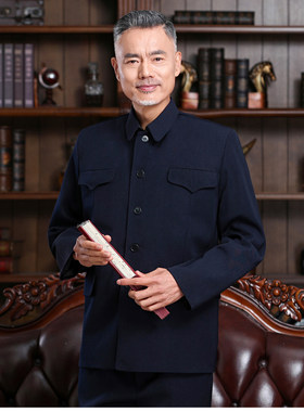 中山装套装男2025款春秋老人衣服爸爸装老式中山服结婚服中老年人