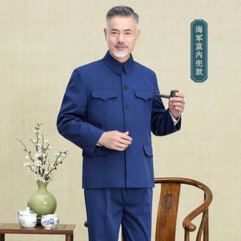 中山装男套装春秋款老人衣服爸爸装爷爷装中老年老式中山服民族装