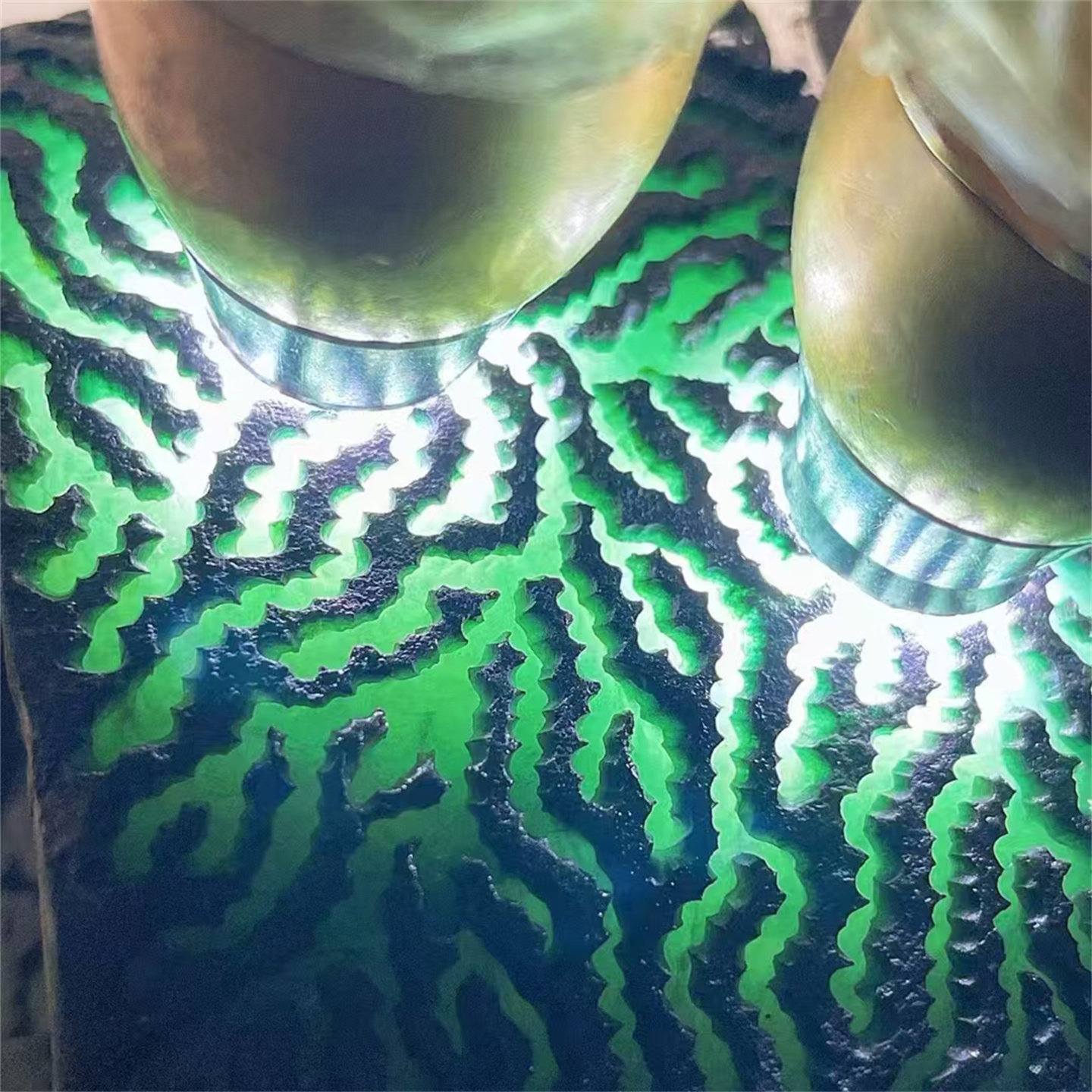 H11229 缅甸天然翡翠原石老坑莫西沙场口开窗手镯料 重1.1公斤