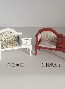 1：12娃娃屋dollhouse迷你木制小家具模型过家家玩具一格小床D207