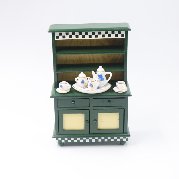 1:12娃娃屋dollhouse迷你木制小家具过家家玩具两门两屉柜D056图片
