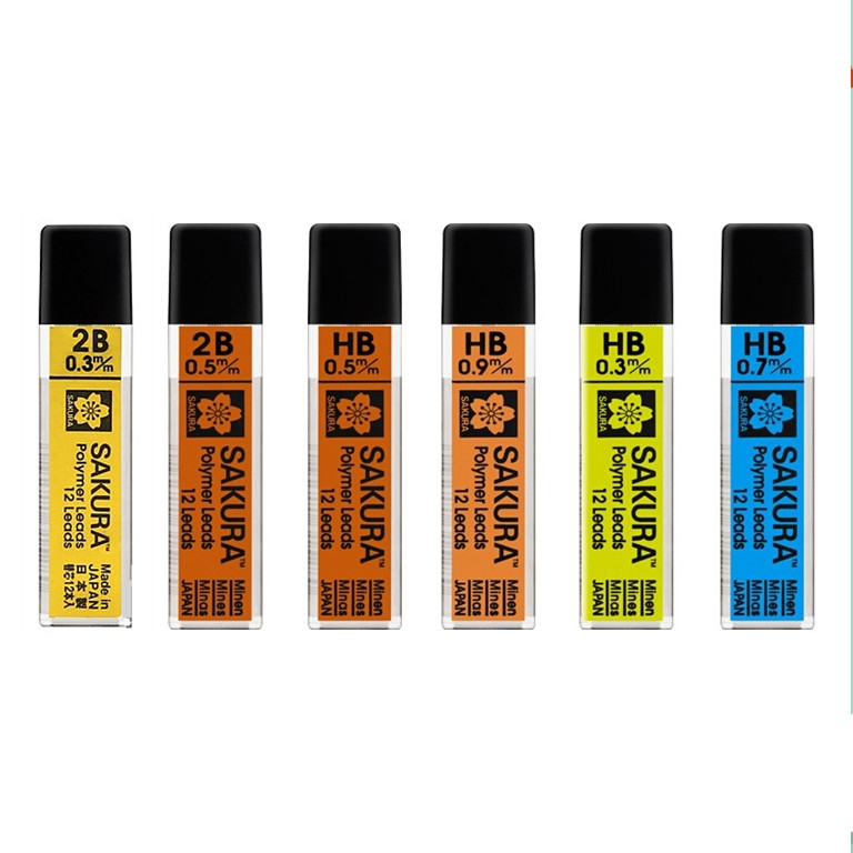 日本樱花自动铅笔铅芯0.3/0.5/0.7/0.9mm专业防断替芯不易断HB 2B