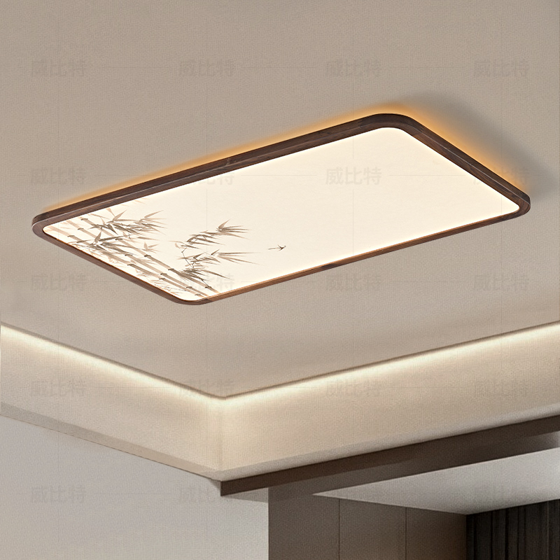 宋氏美学中国风黑胡桃木吸顶灯