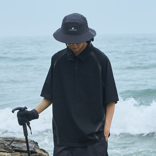 FEAROM水洗做旧喷马骝短袖polo衫