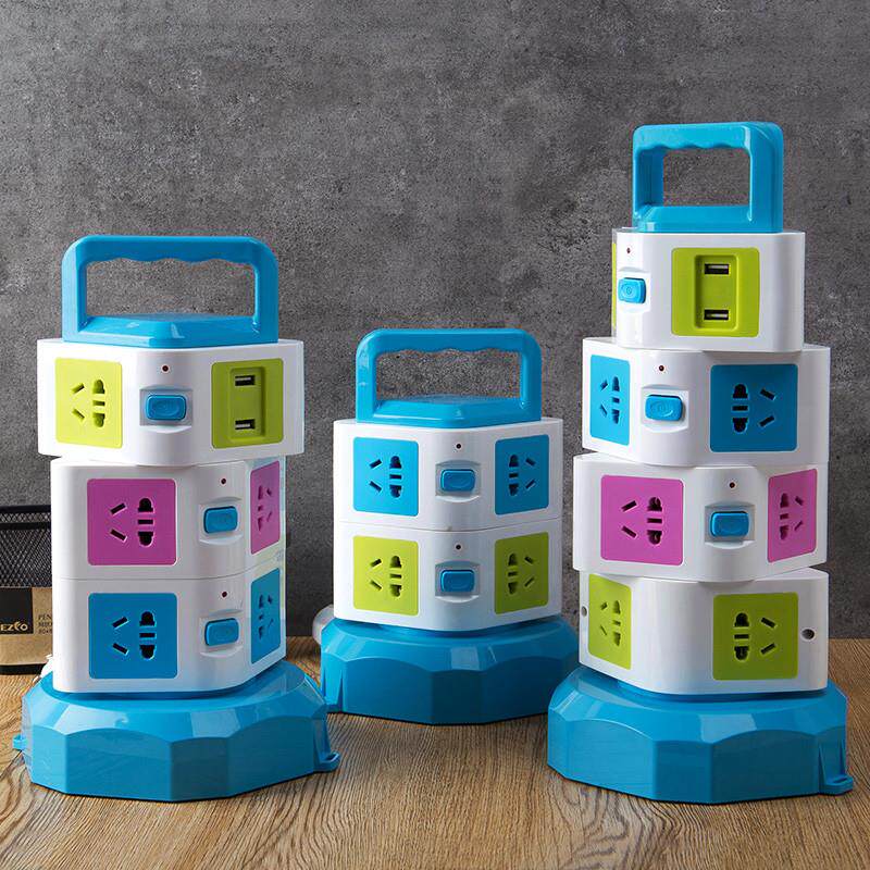 多用可旋转智能usb塔式插座立式多层插排多功能家用插线板立体