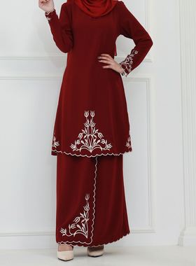 2024新款跨境电商速卖通ebay马来精美刺绣中东两件套套装BK003