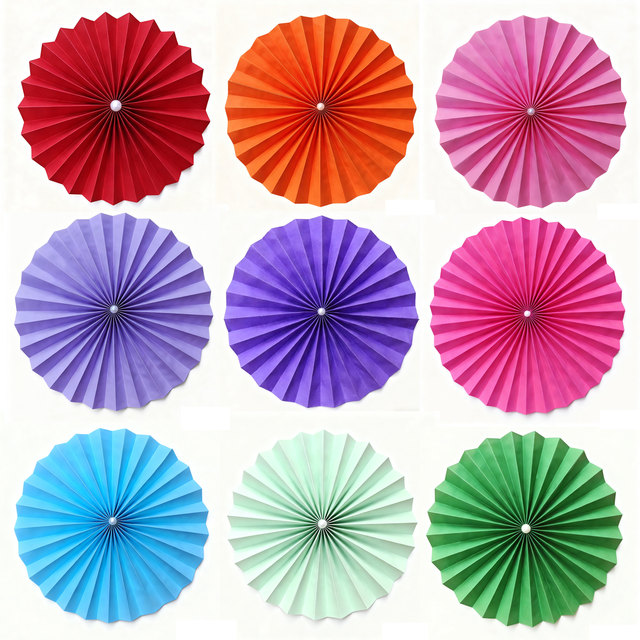 新年纸扇花装饰凌霄花布置年宵生日派对背景婚房彩色折纸扇新中式