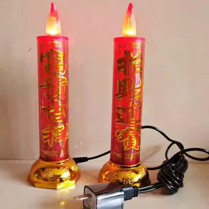 上香电池款红色真供佛家用led