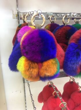 獭兔毛七彩mini兔挂件包包挂件饰品钥匙扣挂件