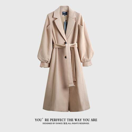 法式灯笼袖毛呢西装大衣外套