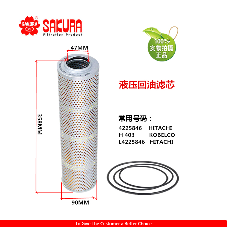 H2705日立挖掘机EX55 60 65 70 75 ZX35U 50U液压回油滤芯4225846