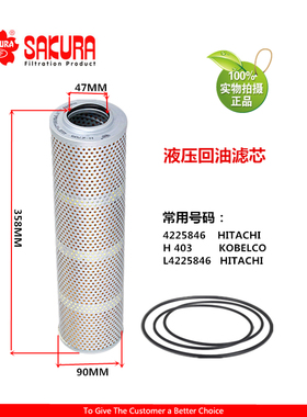 H2705日立挖掘机EX55 60 65 70 75 ZX35U 50U液压回油滤芯4225846