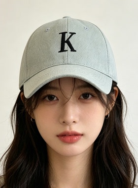 灰色K刺绣显脸小遮阳棒球帽女