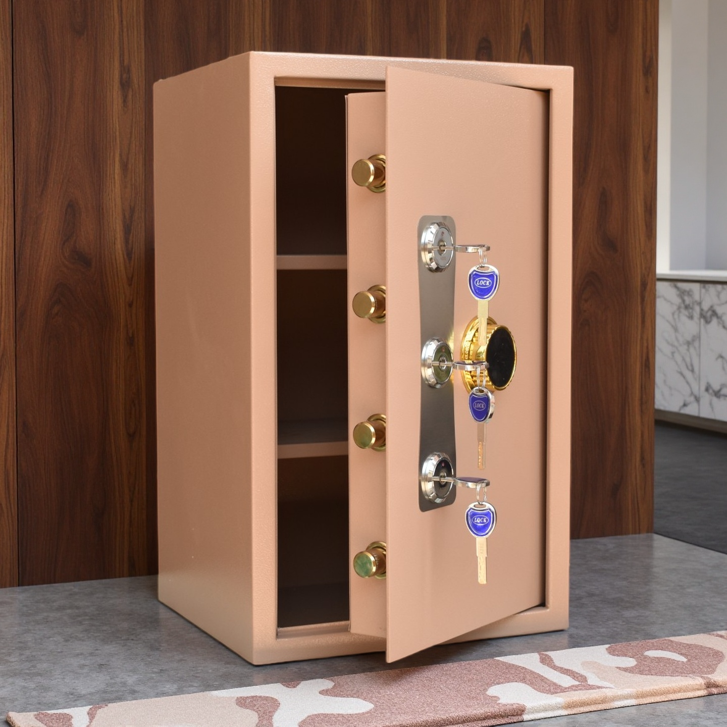 防盗机械钥匙三人双人双锁投币式老人家用保险箱办公保险柜夹万