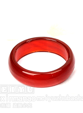 正品纯天然玛瑙戒指圈中号红色