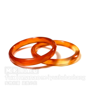 纯天然玛瑙戒指圈圆环尾戒指环红色白色黑色角度切面特细情侣