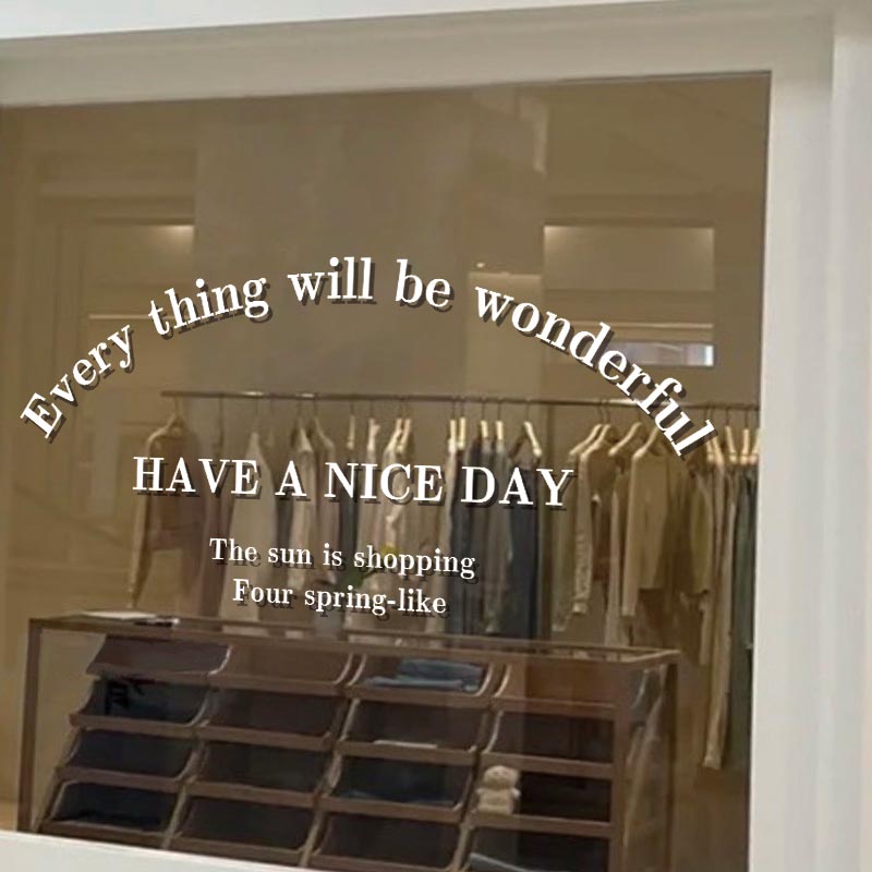每件事将会很棒 ins风大尺寸英文玻璃橱窗贴纸简约咖啡服装店装饰