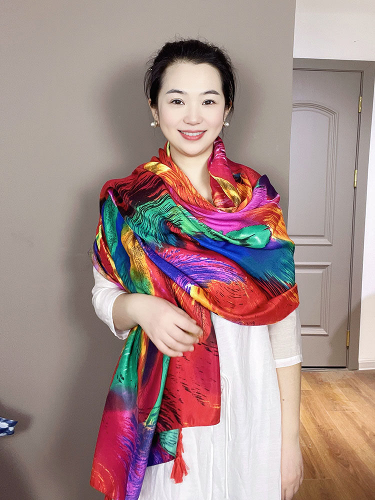 红色围巾女民族风棉麻2025新款春秋夏季高级感薄防晒旅游披肩两用