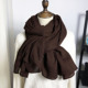 秋冬季 百搭超大围脖女 丝巾韩版 新款 棉麻围巾女咖啡色纯色春秋长款