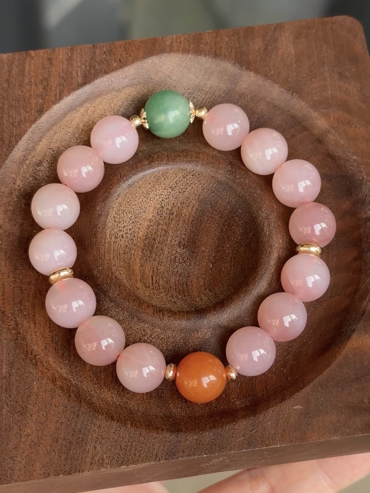 石头的日记 温柔古典中式古风蜜桃色系盐源玛瑙手串