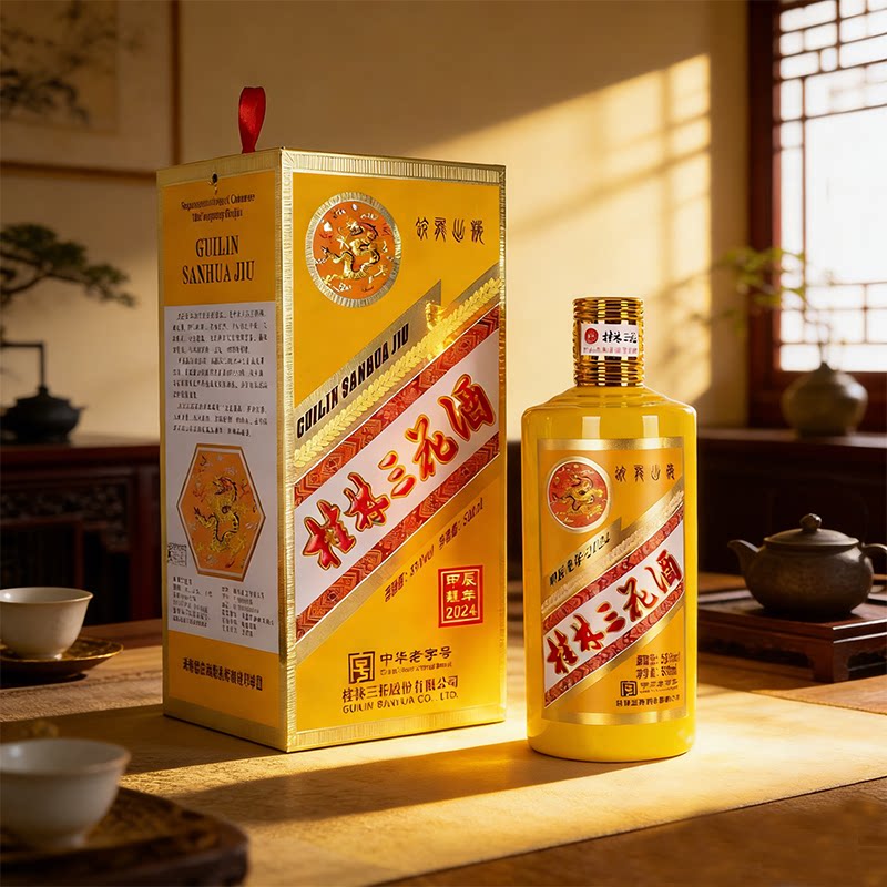广西桂林三花龙年收藏55度580ml高度米香粮食白酒礼盒装特产包邮