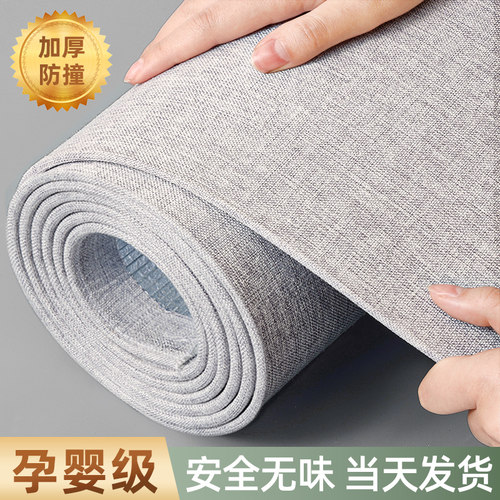 卧室亚麻背景墙亚麻墙布自粘防水