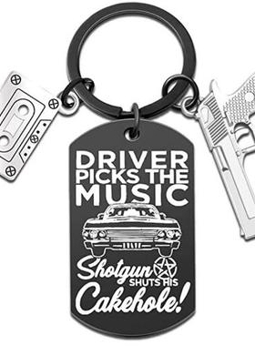 SPN邪恶力量dean不锈钢军牌钥匙扣impala金属挂饰supernatural