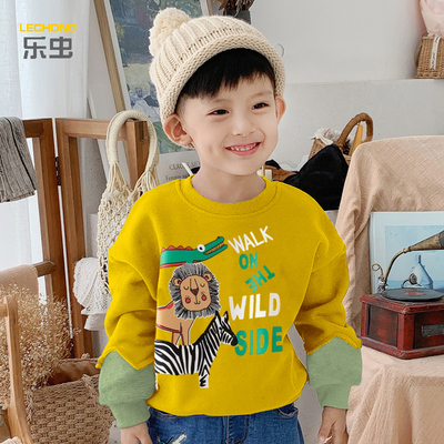 薄绒春秋款宝宝中小童恐龙卫衣