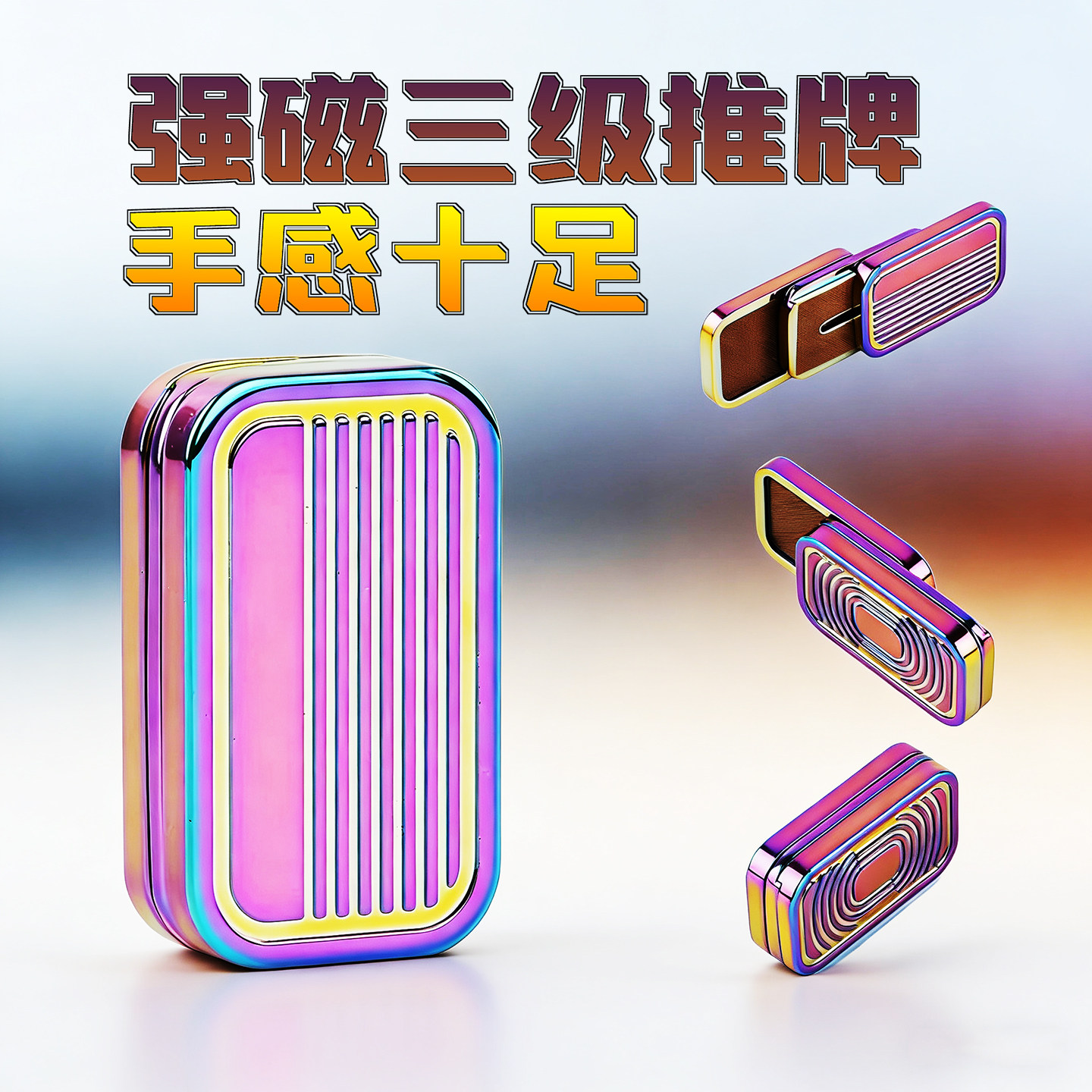 新款金属推牌跑道3层精密合金EDC减压玩具推动强磁铁顺滑无线位滑,玩具/童车/益智/积木/模型,EDC玩具,淘宝优惠券,粉丝福利购,淘宝优惠卷