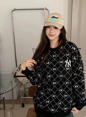 韩国潮牌MLB专柜正品秋季新款钻石菱格时尚百搭休闲卫衣3AMTM0134