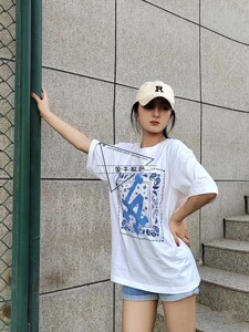 韩国潮牌MLB专柜正品夏季新款腰果花情侣款休闲短袖T恤3ATSI0133