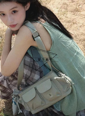 韩国MLB专柜正品25SS新款多兜多功能工装风单肩包斜挎包3ACRB035N