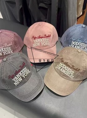 韩国MLB专柜正品25新款复古做旧刺绣标软顶棒球帽鸭舌帽3ACPV185N