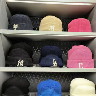 毛线帽针织帽情侣3ABNBM246 刺绣经典 韩国潮牌MLB专柜正品 24秋冬款