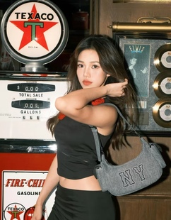 韩国MLB正品 做旧复古镂空字母大标机车腋下包单肩3ABQM034N 24新款